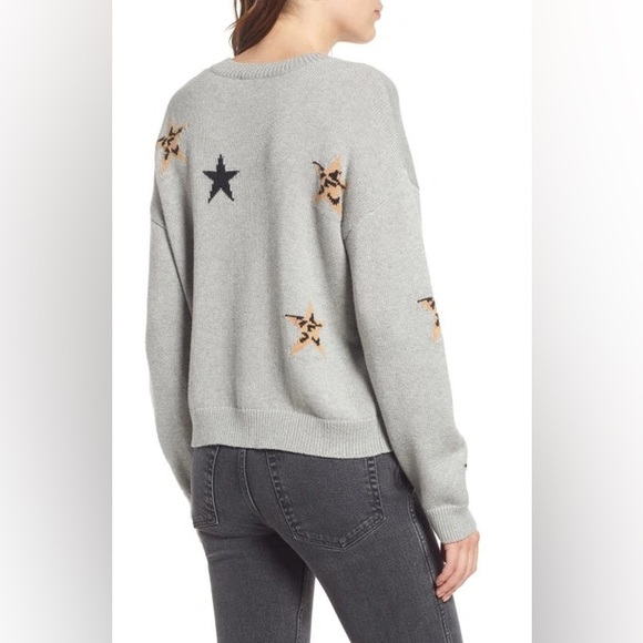 NWOT Rails Perci  SweaterHeather Grey Animal Stars Leopard Size S $198 - Picture 2 of 5